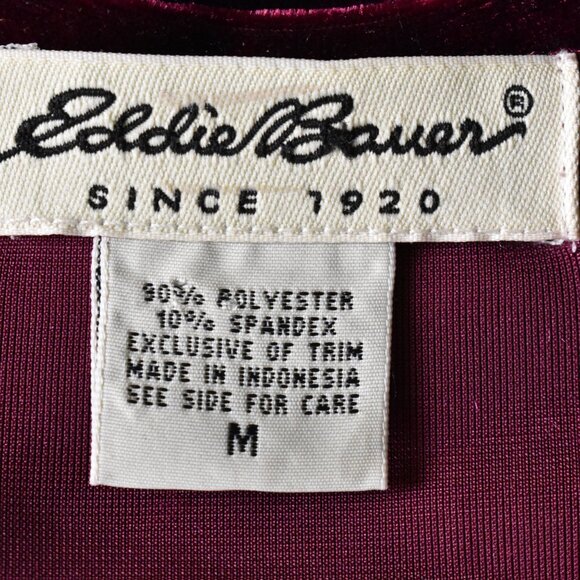 EDDIE BAUER Top Blouse M Long Sleeve Velvet Pull Over Machine Wash - Picture 5 of 5